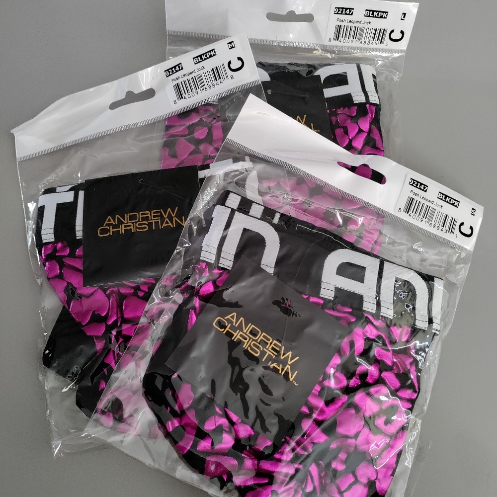 Andrew Christian Med jock leopard print purple pink fuschia metallic S M L N… - Picture 7 of 9